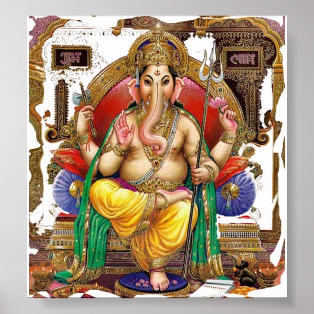 Póster Lord Ganesh, Gran Dios Hindú Por La Felicidad (Frente)