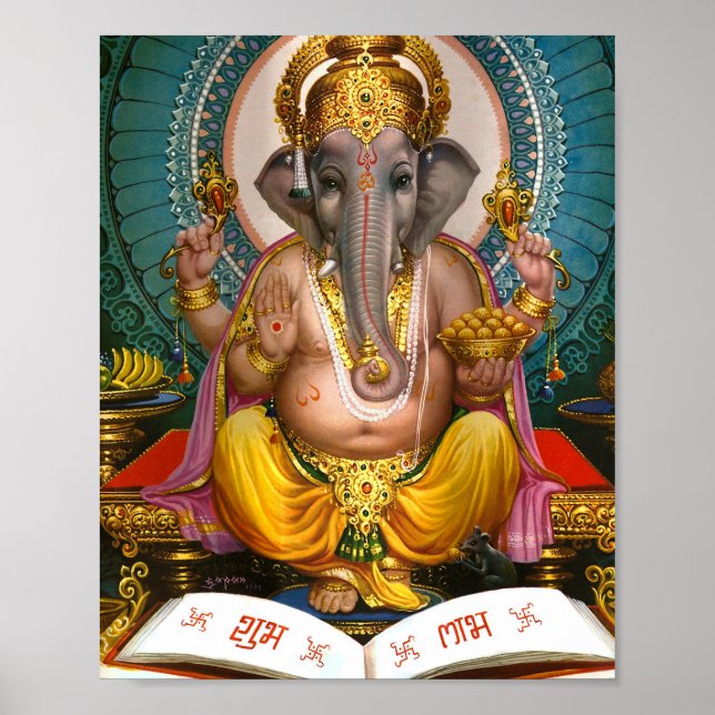Póster Lord Ganesha Hindu Yoga Spiritual (Frente)