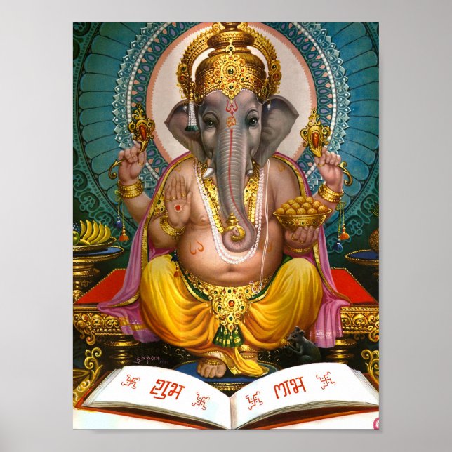 Póster Lord Ganesha Hindu Yoga Spiritual (Frente)