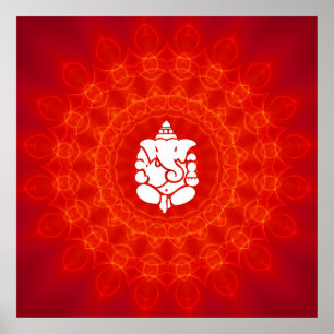 Póster Lord Ganesha sobre Mandala