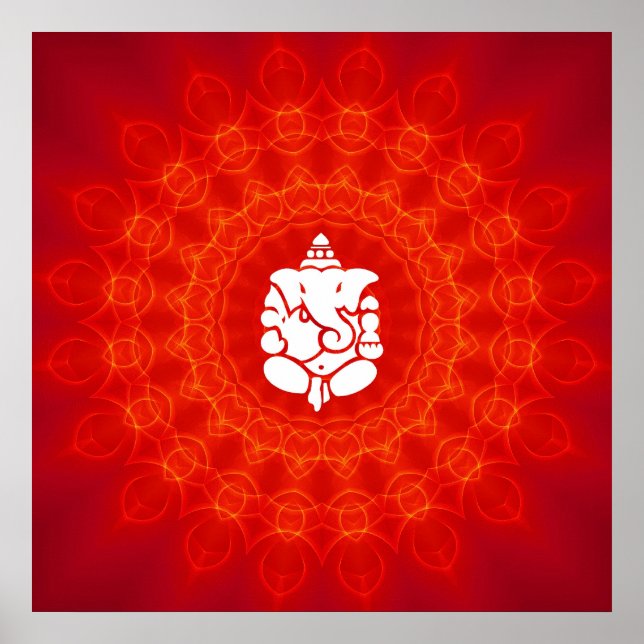 Póster Lord Ganesha sobre Mandala (Frente)