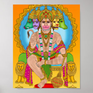 Póster Lord Hanuman Poster   El poderoso hindú Devta Hanu