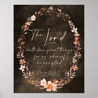 Póster Lord Hath Hizo Grandes Cosas KJV Grunge Floral