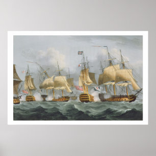 Póster Lord Howe en la reina Charlotte, rompiendo el enem
