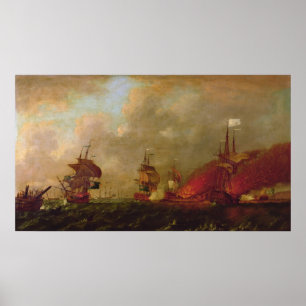 Póster Lord Howe y el Comité de Estaing de Rhode