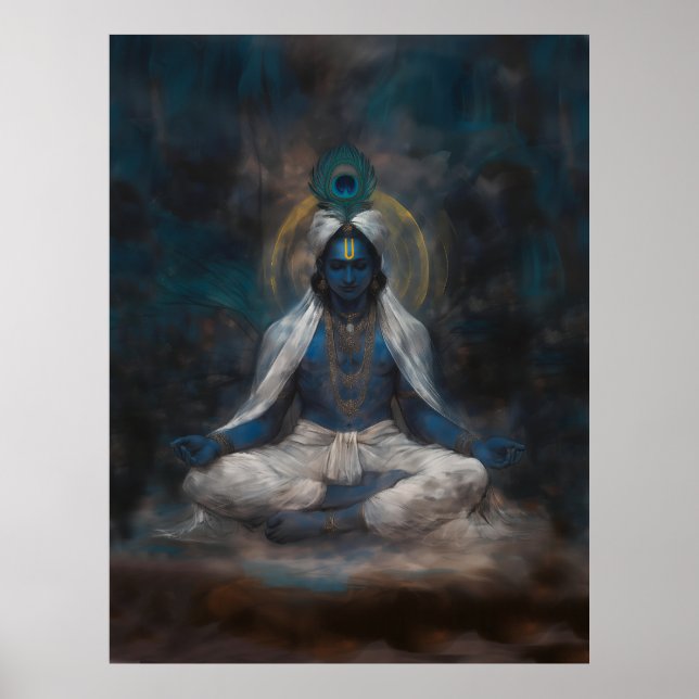 Póster Lord Krishna en el Poster de Meditación (Frente)