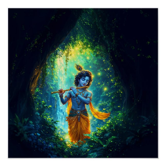 Póster Lord Krishna en Vrindavan, arte Ilustracion (Anverso)
