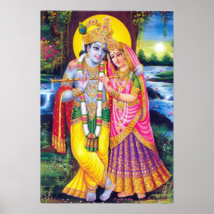 Póster Lord Krishna & Radha