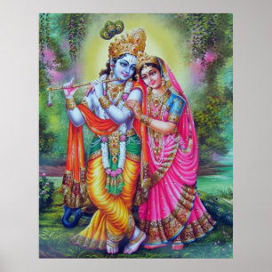 Póster Lord Krishna & Radha