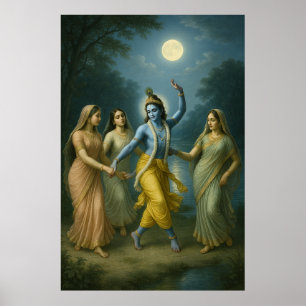 Póster Lord Krishna Rāsleela   Danza divina del amor