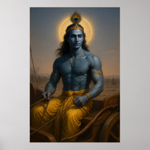 Póster Lord Krishna sobre el carro   Mahabharata Divine G