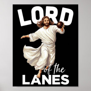Póster Lord Lanes divertido cristiano Cristo canalón bolo