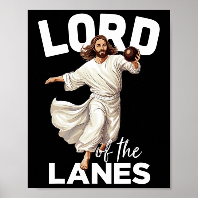 Póster Lord Lanes Funny Christian Christ Gutter Bowl L (Frente)
