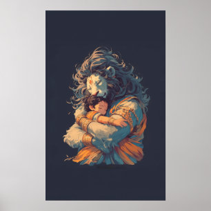 Póster Lord Narasimha Hugging Prahlada Poster