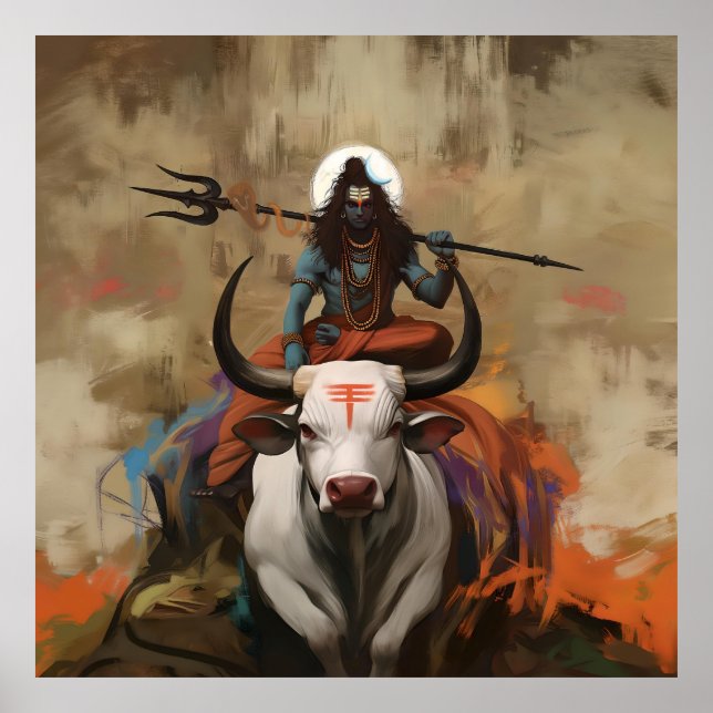 Póster Lord Shiva sobre el Poster de Nandi (Frente)