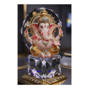 Póster Lord Shree Ganesha Crystal & Diamond Escultura