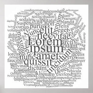 Póster Lorem Ipsum Word Cloud - Gray version