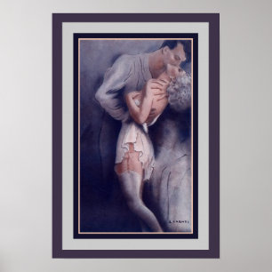 Póster Lorenzi, Pareja Besada Art Deco, 1927