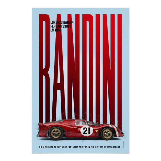 Póster Lorenzo Bandini Tribute Ferrari 330P3 (Anverso)