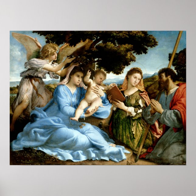 Póster Lorenzo Lotto Madonna y niño con santos (Frente)
