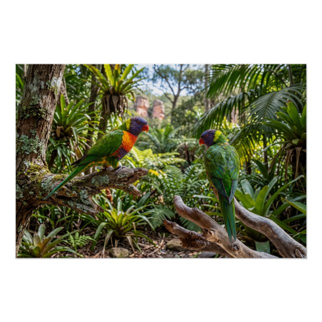 Póster Loriquitos Arcoíris Coloridos (Anverso)