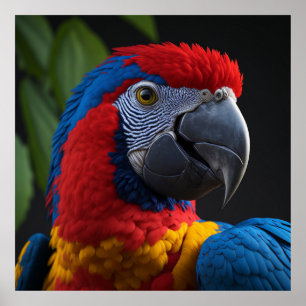 Póster Loro 3D de gran detalle y color vibrante