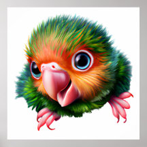 Loro Bebé Colorido Kawaii Adorable