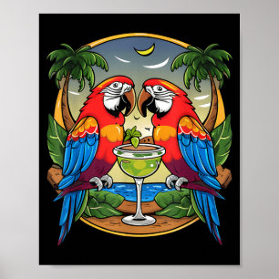 Póster Loro bebiendo margarita verano mujeres amante de l