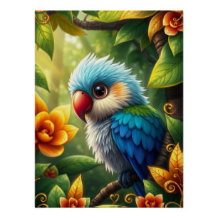 Póster Loro colorido de fantasía