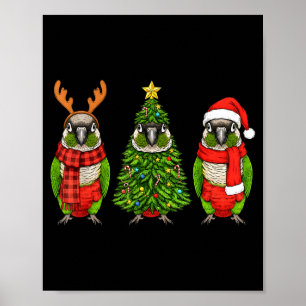 Póster Loro de Cheek Verde de Navidad Retro Santa Re
