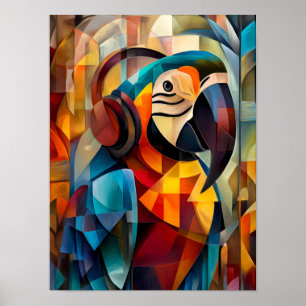 Póster Loro Encantador – DJ Cubista de la Jungla