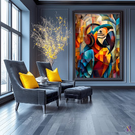 Póster Loro encantador - DJ cubista de la jungla