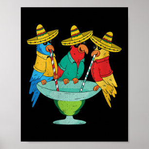 Póster Loro femenino Cinco De Mayo Tequila divertida