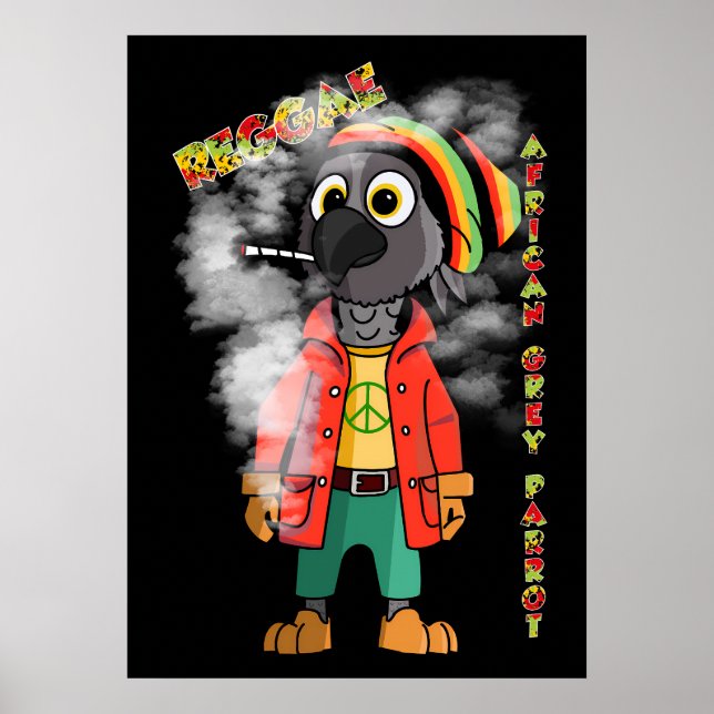 Póster Loro gris de reggae (Frente)