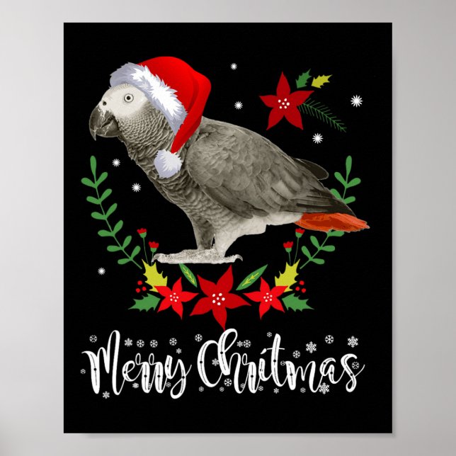 Póster Loro gris navidad (Frente)
