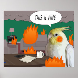 Póster Loro mascota divertido en cuarentena Esto está bie