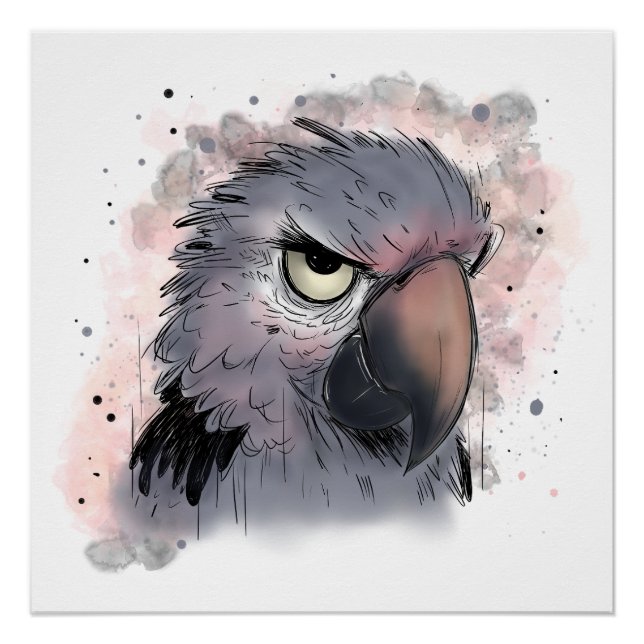Póster Loro Psittacus gruñón (Anverso)