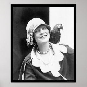 Póster Loro y señora feliz 1924
