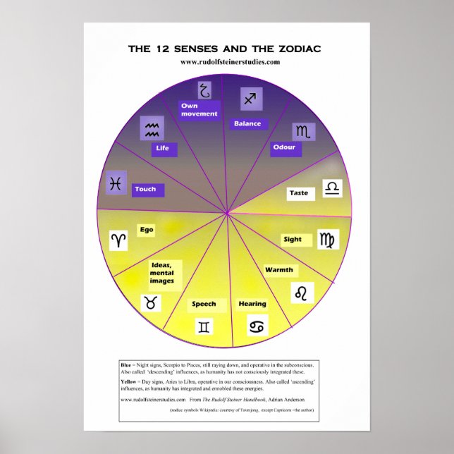 Póster Los 12 sentidos y el zodiaco (Frente)