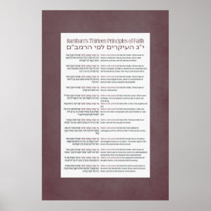 Póster Los 13 principios de Rambam sobre la fiesta judía
