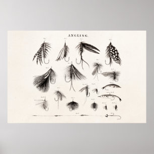Póster Los 1800s del vintage que pescan la pesca con