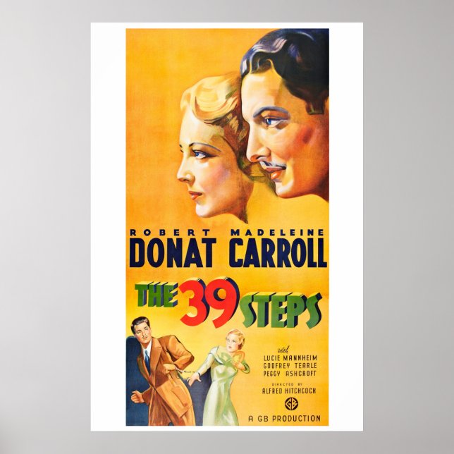 Póster Los 39 pasos - Poster de cine de época (Frente)