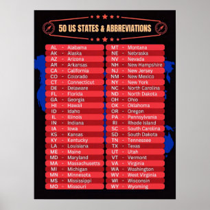 Póster ★ Los 50 estados en orden alfabético Estado de E