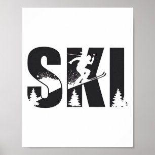Póster Los aficionados al deporte de invierno del esquí p