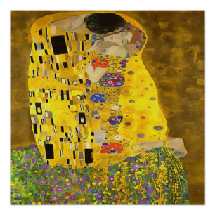 Póster Los amantes besan pintura acrílica Bella Artes