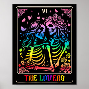 Póster Los amantes de la tarjeta Tarot besando a lesbiana