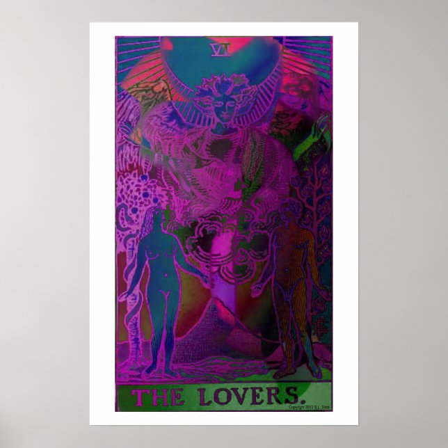Póster Los amantes de la tarjeta Tarot Poster psicodélico (Frente)