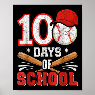 Póster Los Amantes Del Béisbol Retro 100º Día De Colegio
