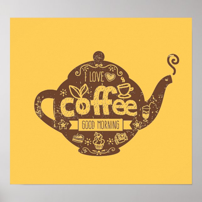 Póster Los amantes del café añaden que me encanta el café (Frente)