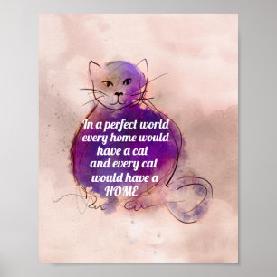 Póster los amantes del gato citan el diseño de las acuare